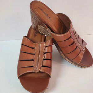 Natural Soul Women's 10 M by Naturalizer LIZA Brown Slide Wedge Platform Sandals